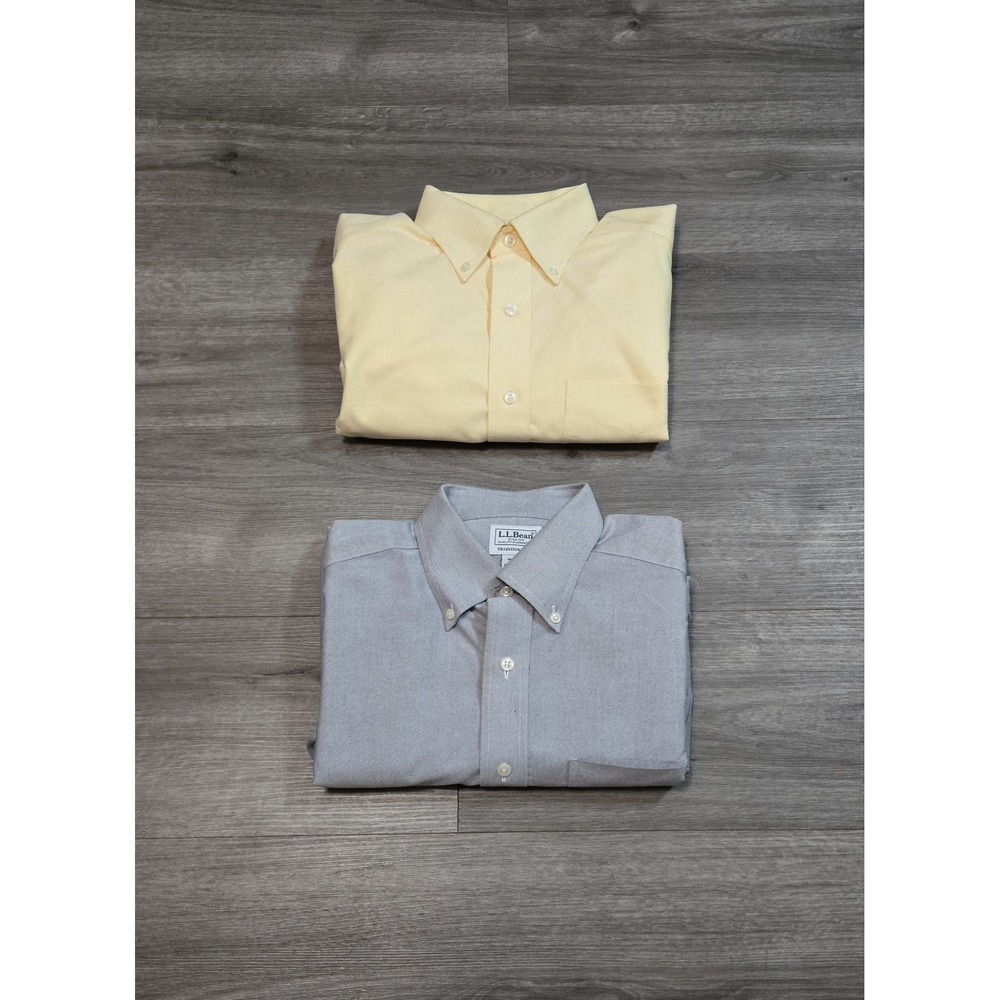 LL Bean Dress Shirt Men's 15.5-33 Traditional Fit Button Up Classic Lot of 2